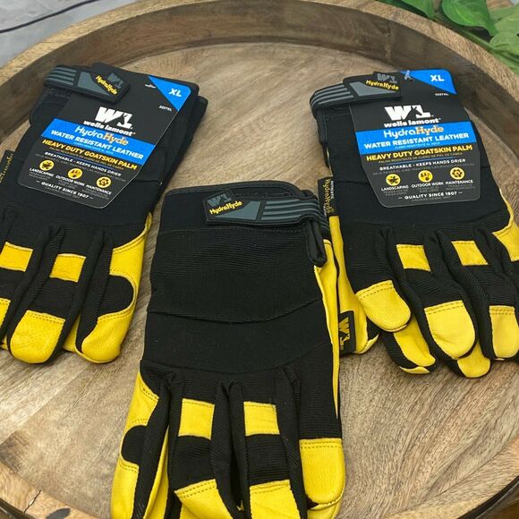 3 Pack XL Wells Lamont HydraHyde Heavy Duty Water Resistant Leather Work Gloves - Picture 3 of 5